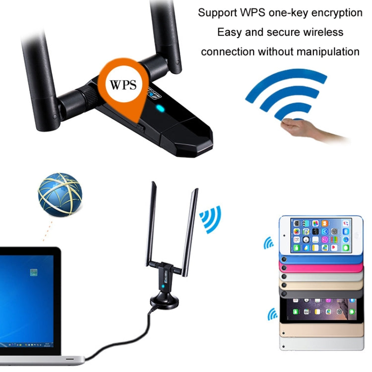 1200m Wireless Network Card 802.11AC USB3.0 Dual Frequency 2.4G/5.8G WiFi Receiver - USB Network Adapter by PMC Jewellery | Online Shopping South Africa | PMC Jewellery | Buy Now Pay Later Mobicred