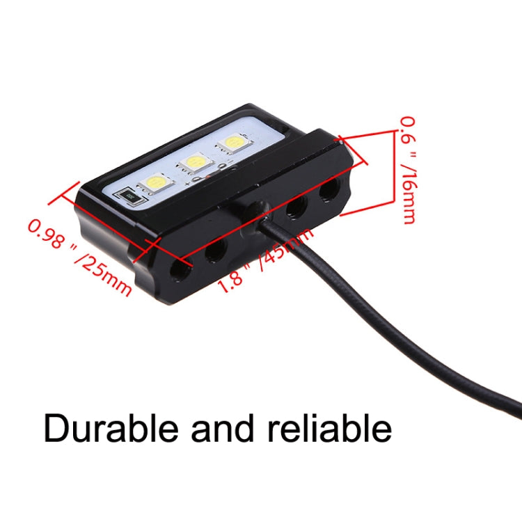 MK-114 2pcs Plane Frame CNC Aluminum Alloy LED Taillights Motorcycle License Plate Light(Black)