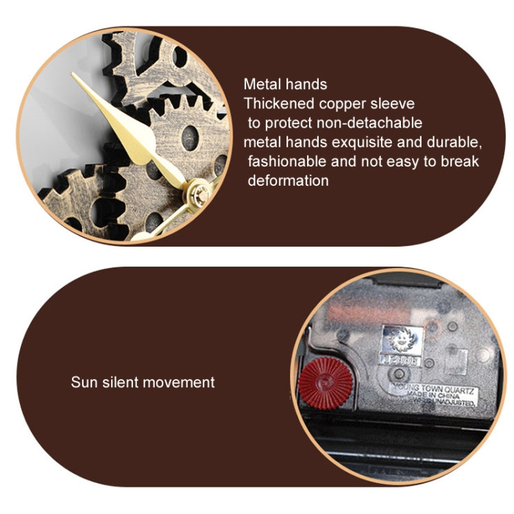 Vintage Wooden Round Gear Silent Wall Clock Rome Number  58cm 4 Gears Golden - Wall Clock by PMc TechLife | Online Shopping South Africa | PMc TechLife | Buy Now Pay Later Mobicred