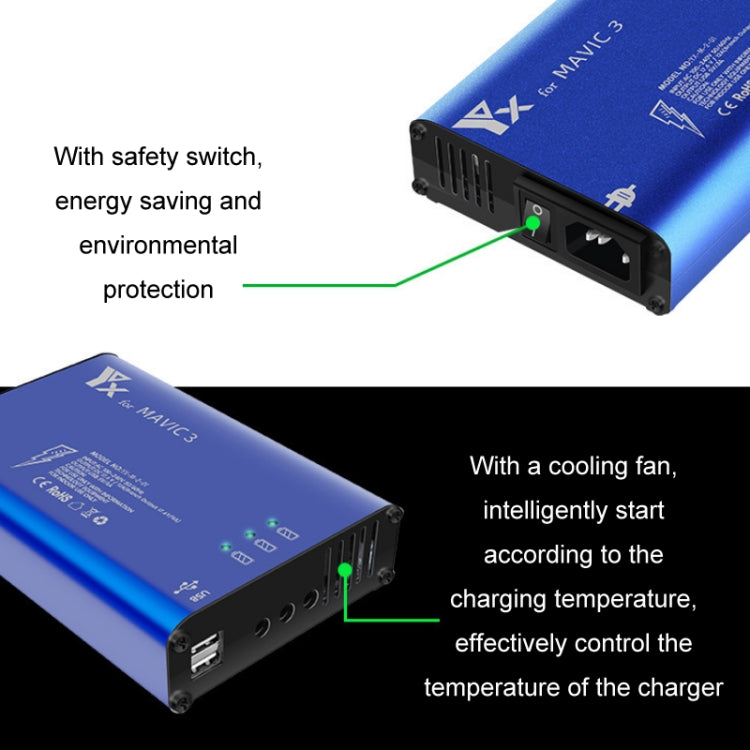 for DJI Mavic 3 YX 1 to 5 Charger With Switch(EU Plug) - Charger by PMC TechLife | Online Shopping South Africa | PMC TechLife