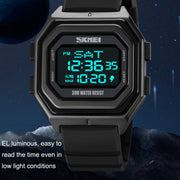 SKMEI 1875 Men Outdoor Electronic Watch Timing Multi-Functional Watch, Style: Silicone Band White Machine