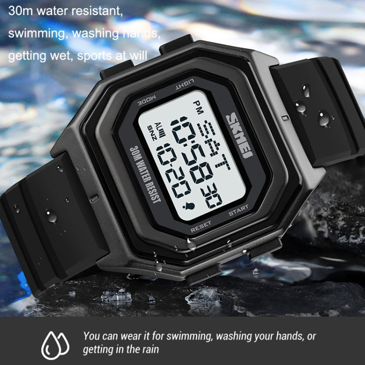 SKMEI 1875 Men Outdoor Electronic Watch Timing Multi-Functional Watch, Style: Silicone Band White Machine