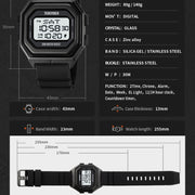 SKMEI 1875 Men Outdoor Electronic Watch Timing Multi-Functional Watch, Style: Silicone Band White Machine