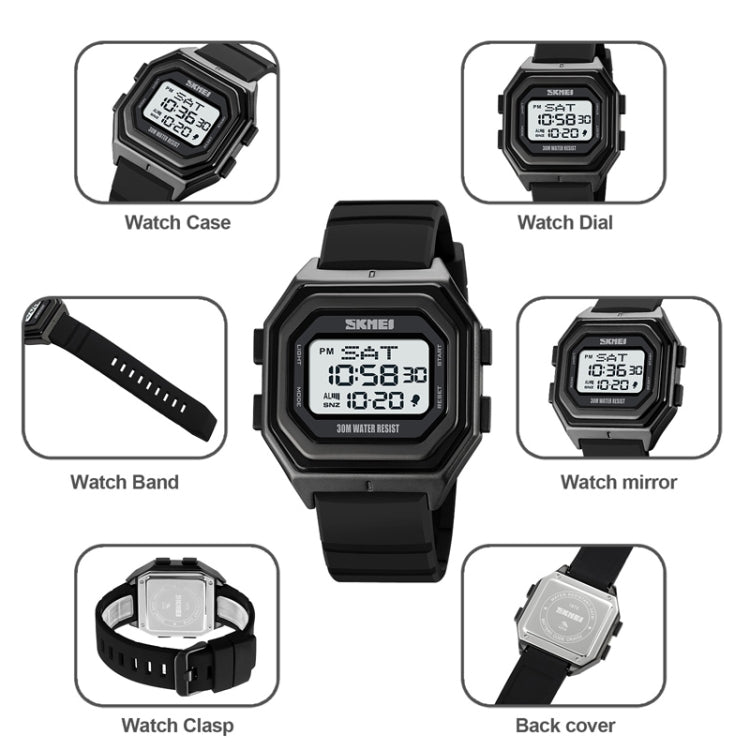 SKMEI 1875 Men Outdoor Electronic Watch Timing Multi-Functional Watch, Style: Steel Band White Machine