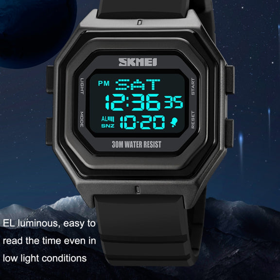 SKMEI 1875 Men Outdoor Electronic Watch Timing Multi-Functional Watch, Style: Steel Band Black Machine