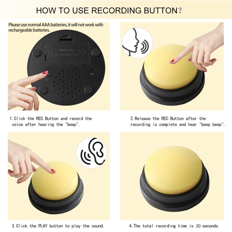 Pet Communication Button Dog Vocal Box Recording Vocalizer, Style: Recording Model(Purple)