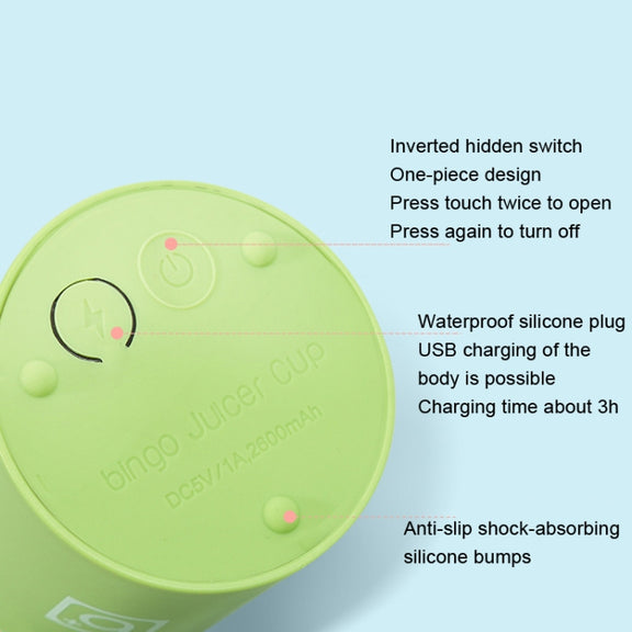Bingo Mini Portable Juicer Home 6 Knife Head Charging Electric Juice Cup(Macaron Green)
