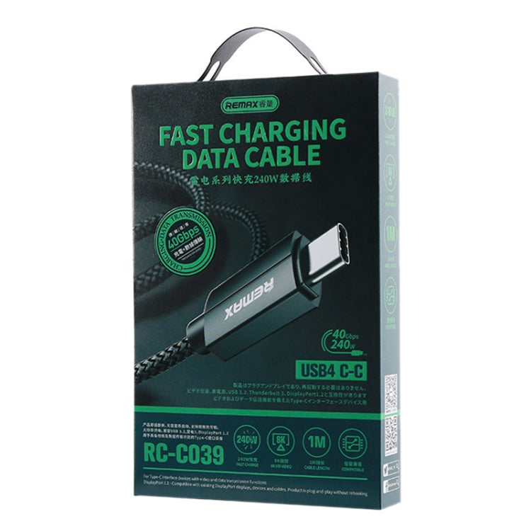 Remax  RC-C039  Dual USB-C / Type-C Compatible with USB4.0  240W Fast Charging Data Cable, Length:1m - USB-C & Type-C Cable by REMAX | Online Shopping South Africa | PMC TechLife | Buy Now Pay Later Mobicred