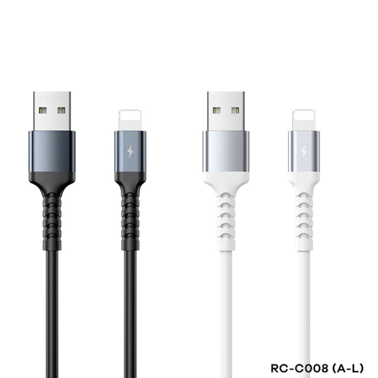 REMAX RC-C008 USB To 8 Pin 2.4A TPE Soft Anti-breakage Data Cable,Length 1m(Black)