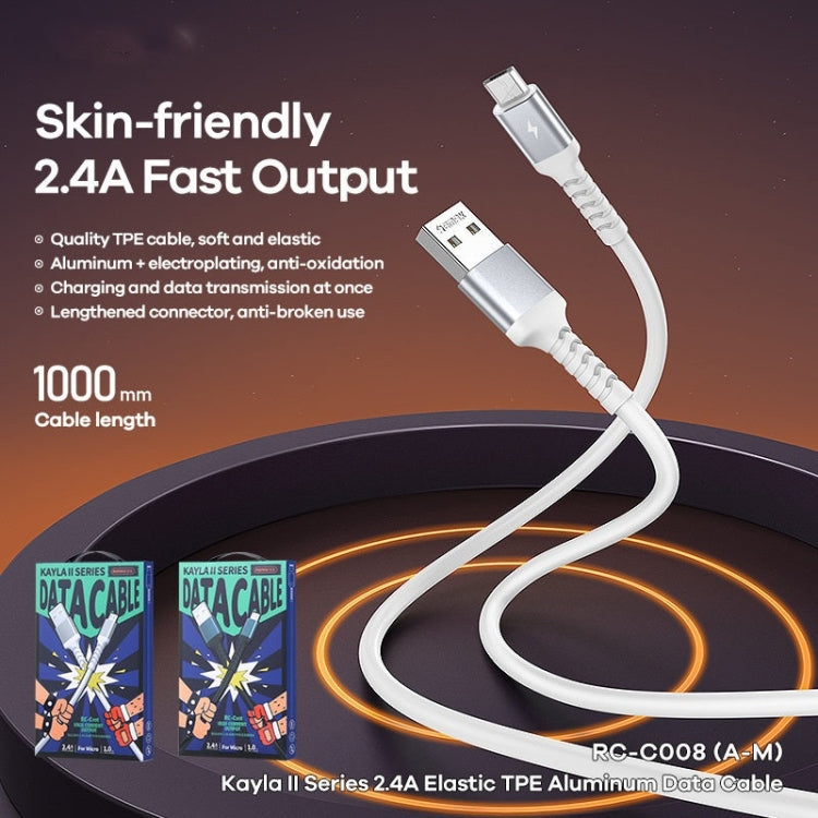 REMAX RC-C008  USB To 8 Pin 2.4A TPE Soft Anti-breakage Data Cable,Length 1m(White) - free shipping - PMC Jewellery - Order now!