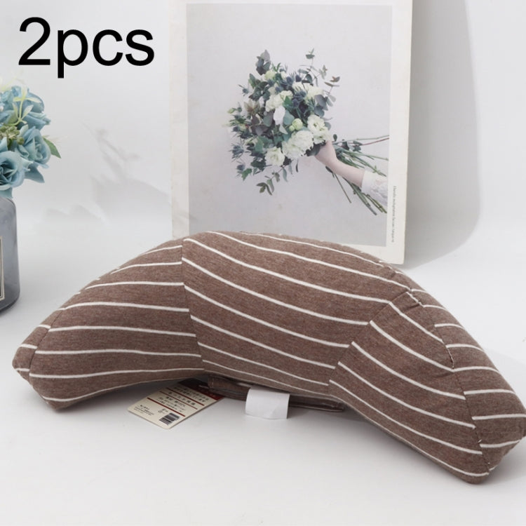 2pcs Children Neck Headrest Comfortable Shoulder Cover Car Neck Guard Pillow(Coffee Strip) - Seat Accessories by PMC Jewellery | Online Shopping South Africa | PMC Jewellery | Buy Now Pay Later Mobicred