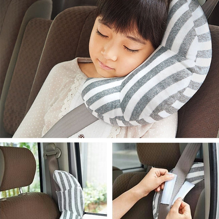 2pcs Children Neck Headrest Comfortable Shoulder Cover Car Neck Guard Pillow(Gray Stripe) - free shipping - PMC Jewellery - Order now!