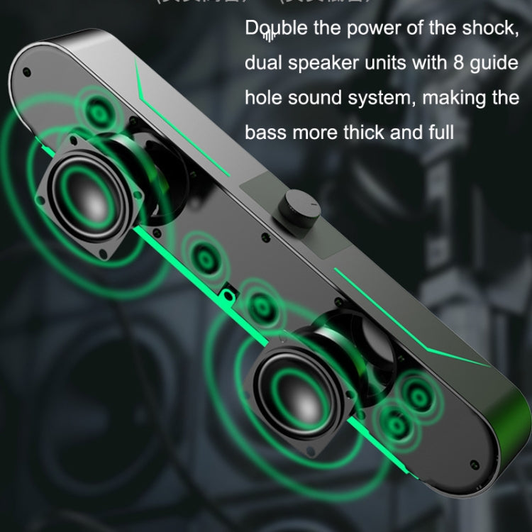 A39 LED Luminous HIFI Stereo Computer Speakers Long Gaming Wired Audio(Black) -  by PMC Jewellery | Online Shopping South Africa | PMC Jewellery | Buy Now Pay Later Mobicred