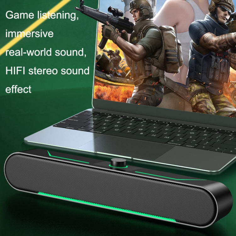 A39 LED Luminous HIFI Stereo Computer Speakers Long Gaming Wired Audio(Black) -  by PMC Jewellery | Online Shopping South Africa | PMC Jewellery | Buy Now Pay Later Mobicred