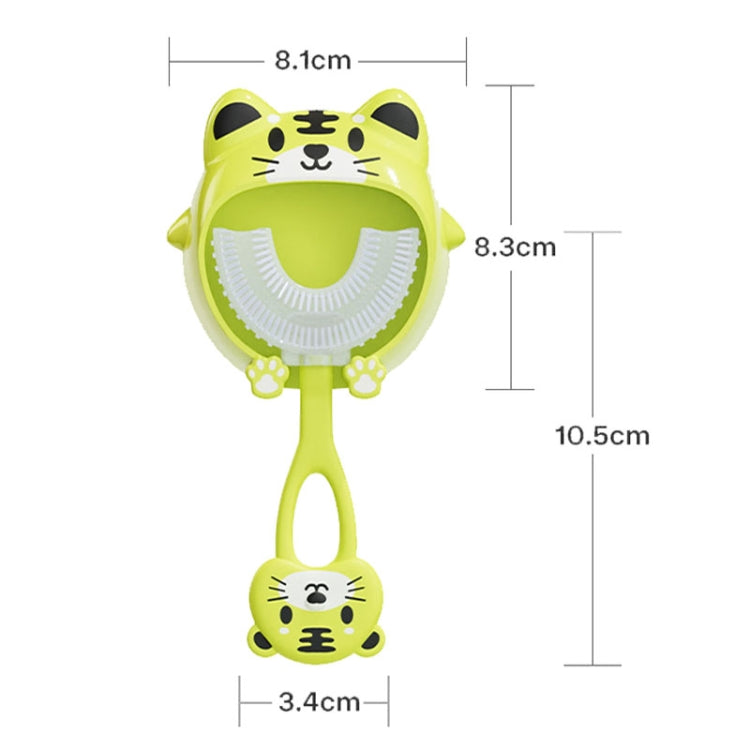 S8 2pcs Children Cartoon Animal Manual U-shaped Silicone Toothbrush for 2-12 Years Old(Pink Frog)