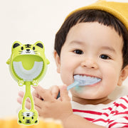 S8 2pcs Children Cartoon Animal Manual U-shaped Silicone Toothbrush for 2-12 Years Old(Green Frog)