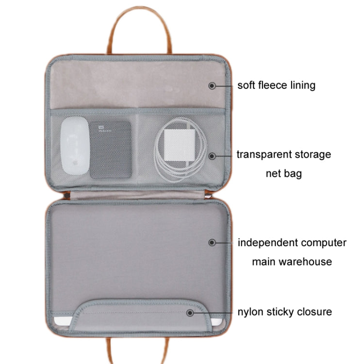 Baona Leather Fully Open Portable Water-resistant Computer Bag, Size: 13/13.3 inches(Gray Brown)