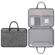 Baona Leather Fully Open Portable Water-resistant Computer Bag, Size: 14 inches(Gray Black)