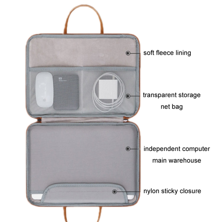 Baona Leather Fully Open Portable Water-resistant Computer Bag, Size: 14 inches(Gray Black)
