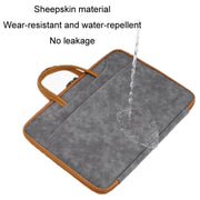 Baona Leather Fully Open Portable Water-resistant Computer Bag, Size: 14 inches(Gray Black)