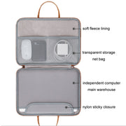 Baona Leather Fully Open Portable Water-resistant Computer Bag, Size: 15/15.6/16 inches(Gray Black)