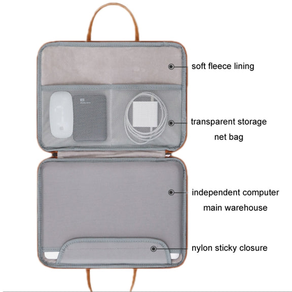 Baona Leather Fully Open Portable Water-resistant Computer Bag, Size: 15/15.6/16 inches(Gray Black)