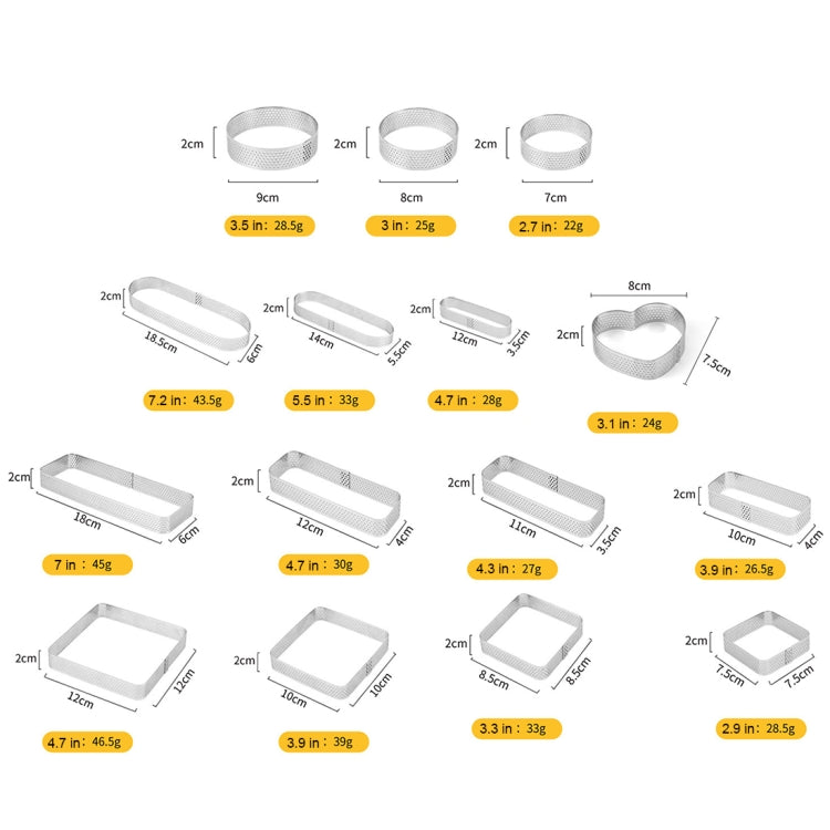 BN1006 Stainless Steel Mousse Circle Thickened Perforated Cake Mold DIY Baking Tools, Specification: Round 3.5 inches