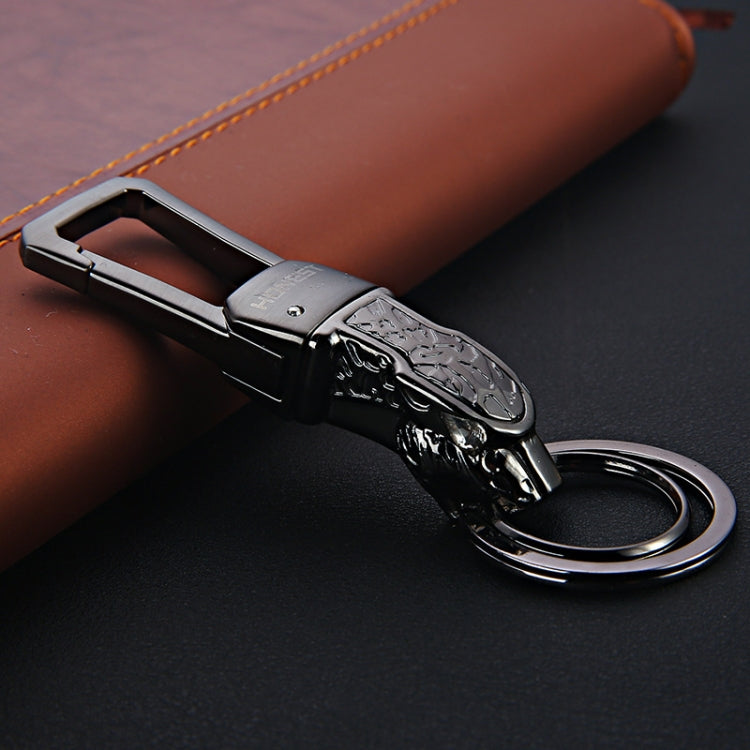 HONEST Metal Car Keychain Leopard Head Key Chain Pendant(Basic Black Nickel) - Key Rings by HONEST | Online Shopping South Africa | PMC Jewellery | Buy Now Pay Later Mobicred