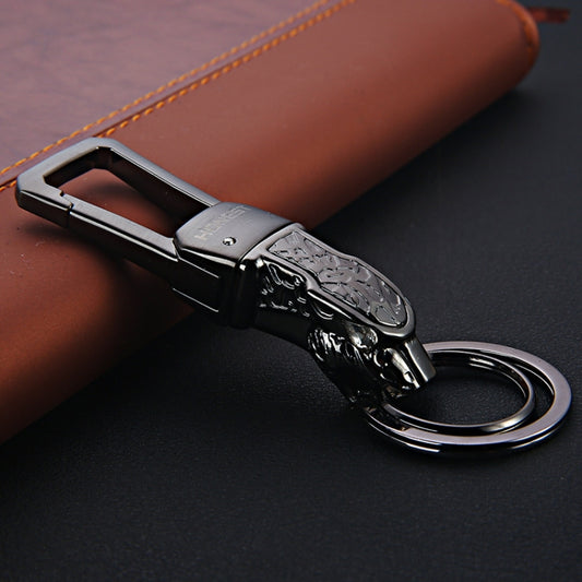 HONEST Metal Car Keychain Leopard Head Key Chain Pendant(Basic Black Nickel) - Key Rings by HONEST | Online Shopping South Africa | PMC Jewellery | Buy Now Pay Later Mobicred