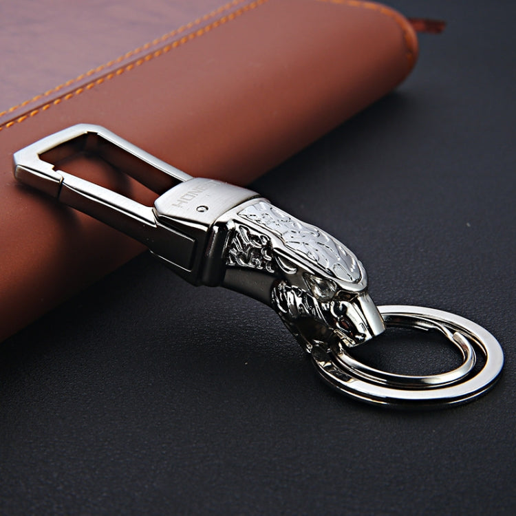 HONEST Metal Car Keychain Leopard Head Key Chain Pendant(Basic Bright Silver) - Key Rings by HONEST | Online Shopping South Africa | PMC Jewellery | Buy Now Pay Later Mobicred
