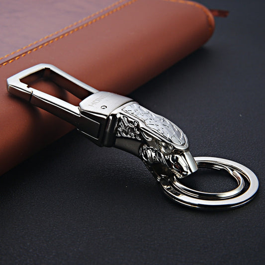 HONEST Metal Car Keychain Leopard Head Key Chain Pendant(Basic Bright Silver) - Key Rings by HONEST | Online Shopping South Africa | PMC Jewellery | Buy Now Pay Later Mobicred