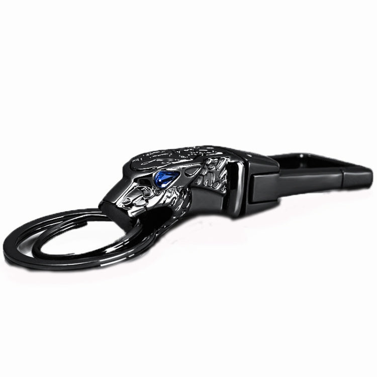 HONEST Metal Car Keychain Leopard Head Key Chain Pendant(Basic Black Nickel) - Key Rings by HONEST | Online Shopping South Africa | PMC Jewellery | Buy Now Pay Later Mobicred