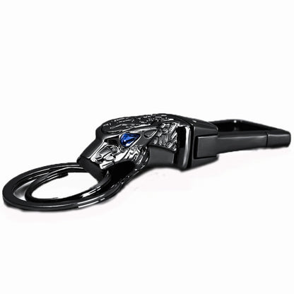 HONEST Metal Car Keychain Leopard Head Key Chain Pendant(Basic Black Nickel) - Key Rings by HONEST | Online Shopping South Africa | PMC Jewellery | Buy Now Pay Later Mobicred