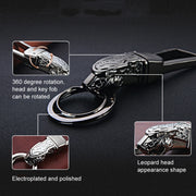 HONEST Metal Car Keychain Leopard Head Key Chain Pendant(Basic Bright Silver)