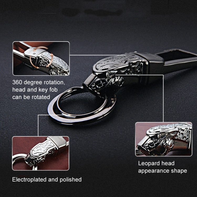 HONEST Metal Car Keychain Leopard Head Key Chain Pendant(Basic Bright Silver)