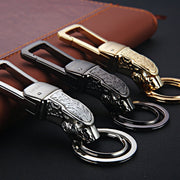 HONEST Metal Car Keychain Leopard Head Key Chain Pendant(Basic Bright Silver)