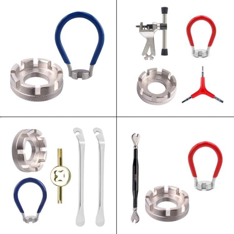 Red Wrench+Silver 8 Port+Wrench Chrome Molybdenum Steel Mountain Bike Spoke Wrench Set