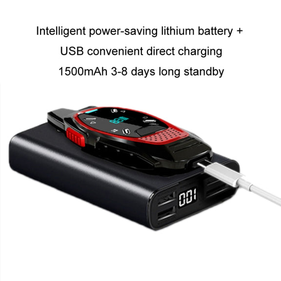 LED Display USB Charging Wireless Handheld Small Mini Walkie Talkie(Black)