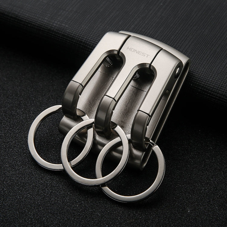 HONEST 3-ring Car Keychain Waist-hanging Anti-loss Keychain For Men(Gray) - Key Rings by HONEST | Online Shopping South Africa | PMC Jewellery | Buy Now Pay Later Mobicred