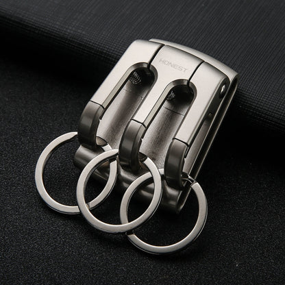 HONEST 3-ring Car Keychain Waist-hanging Anti-loss Keychain For Men(Gray) - Key Rings by HONEST | Online Shopping South Africa | PMC Jewellery | Buy Now Pay Later Mobicred