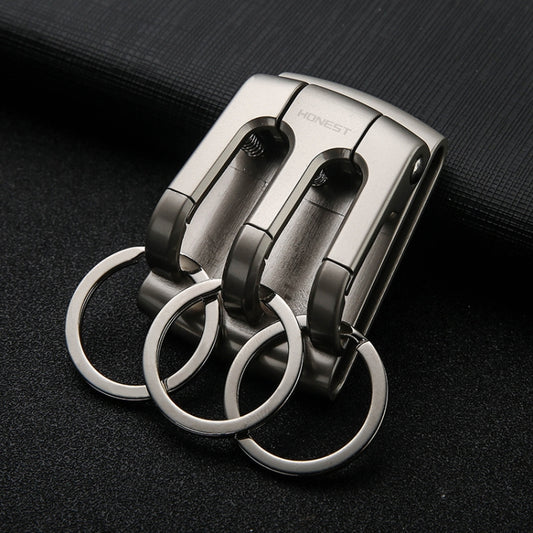 HONEST 3-ring Car Keychain Waist-hanging Anti-loss Keychain For Men(Gray) - Key Rings by HONEST | Online Shopping South Africa | PMC Jewellery | Buy Now Pay Later Mobicred