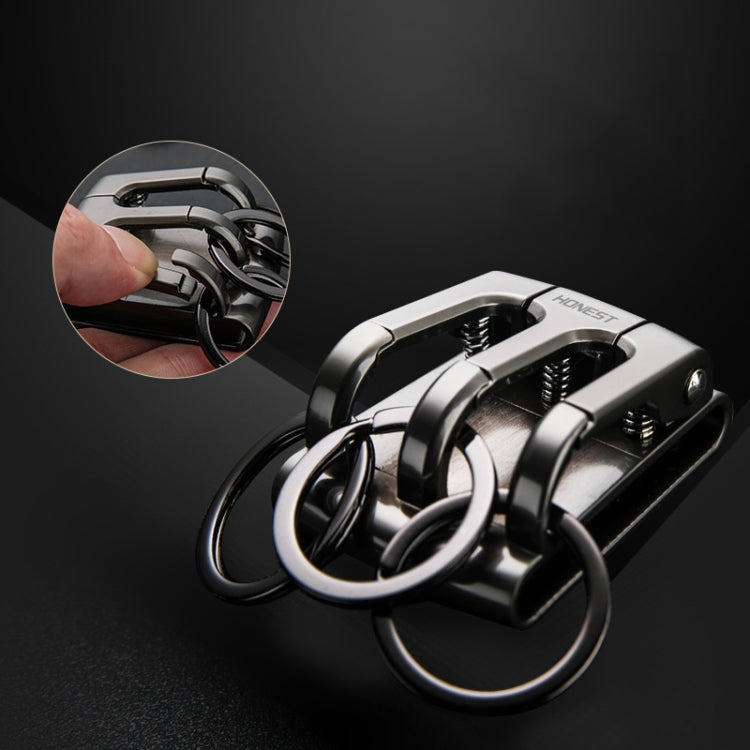 HONEST 3-ring Car Keychain Waist-hanging Anti-loss Keychain For Men(Gray) - Key Rings by HONEST | Online Shopping South Africa | PMC Jewellery | Buy Now Pay Later Mobicred