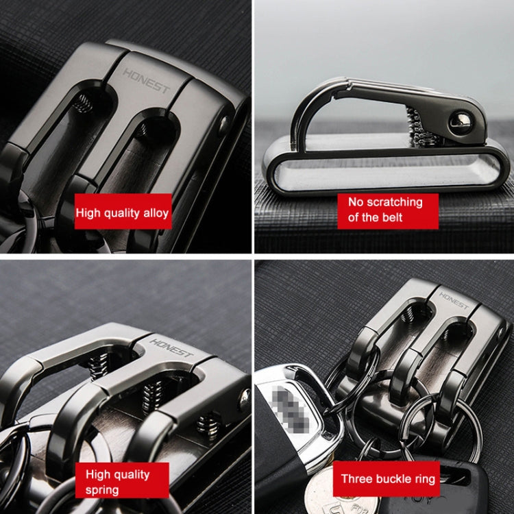 HONEST 3-ring Car Keychain Waist-hanging Anti-loss Keychain For Men(Gray) - Key Rings by HONEST | Online Shopping South Africa | PMC Jewellery | Buy Now Pay Later Mobicred