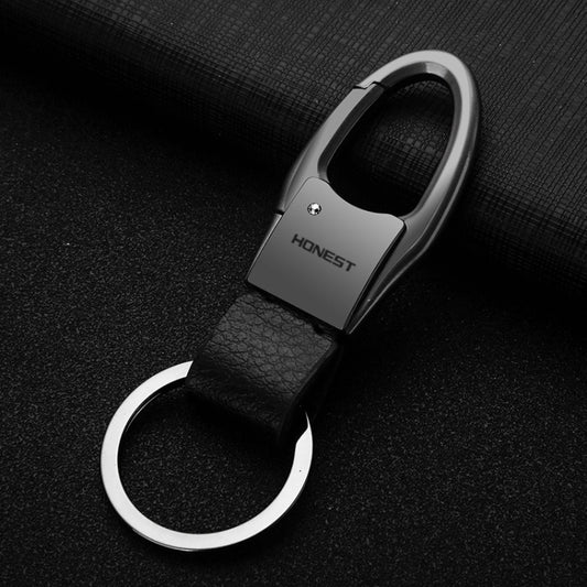 HONEST Leather Car Keychain Simple Circle Ring Pendant Keychain(Black) - free shipping - PMC Jewellery - Order now!