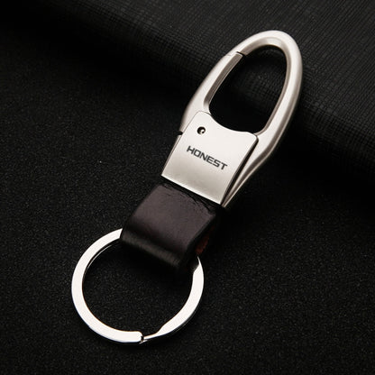 HONEST Leather Car Keychain Simple Circle Ring Pendant Keychain(Silver) - free shipping - PMC Jewellery - Order now!