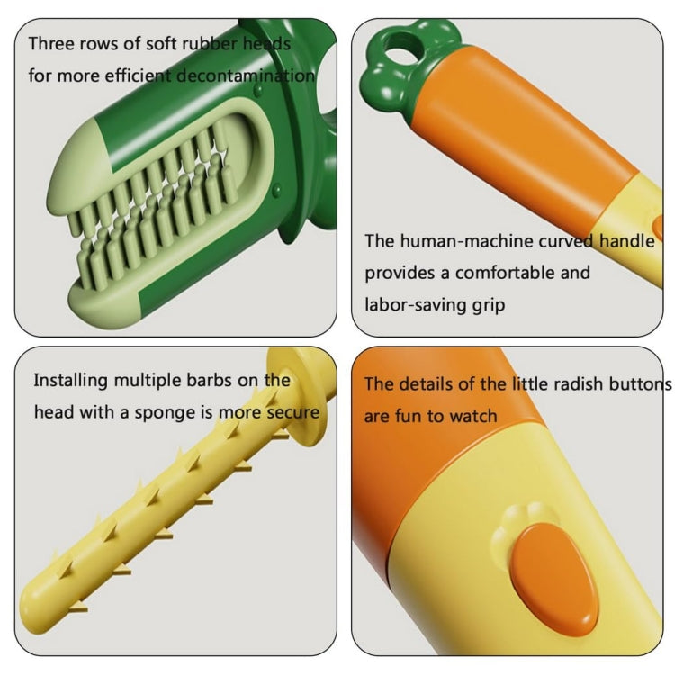 Long Handle Household Multifunctional Cup Washing Brush Carrot Shape 3 In 1 Cleaning Brush(Green) - Cleaning Tools by PMc TechLife | Online Shopping South Africa | PMc TechLife | Buy Now Pay Later Mobicred