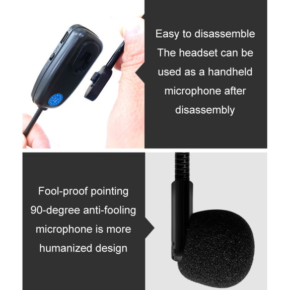 One For Two Outdoor Wireless Microphone Audio Headset Amplifier Loudspeaker(Black)