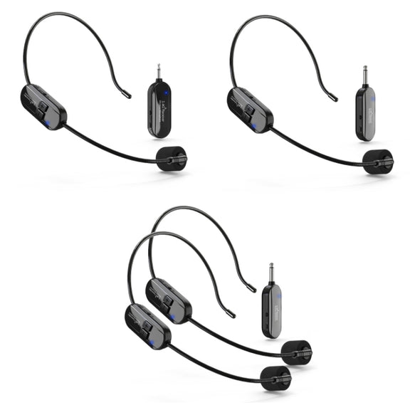 1 for 1 6.35mm Interface Wireless Head-Mounted Condenser Microphone Anti-Howling Loudspeaker