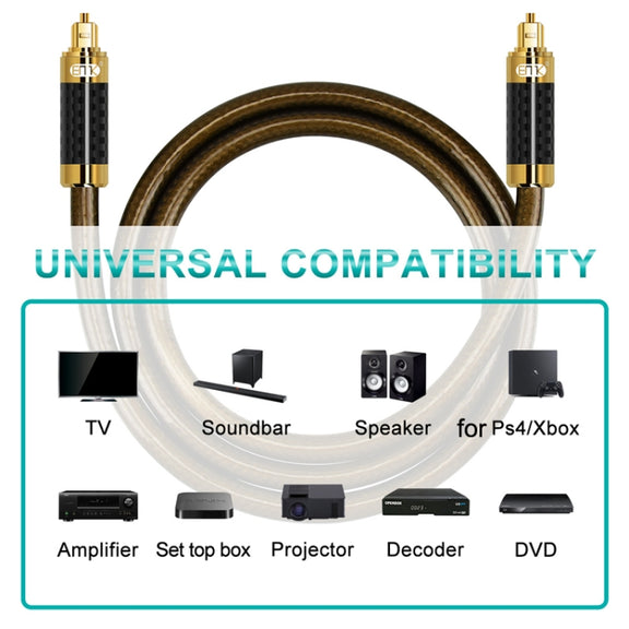 EMK GM/A8.0 Digital Optical Fiber Audio Cable Amplifier Audio Gold Plated Fever Line, Length: 1.5m(Transparent Coffee)
