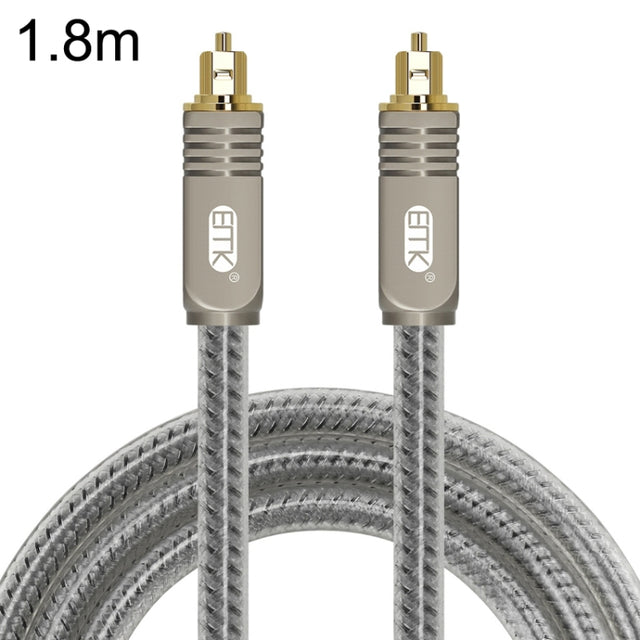 EMK YL/B Audio Digital Optical Fiber Cable Square To Square Audio Connection Cable, Length: 1.8m(Transparent Gray)